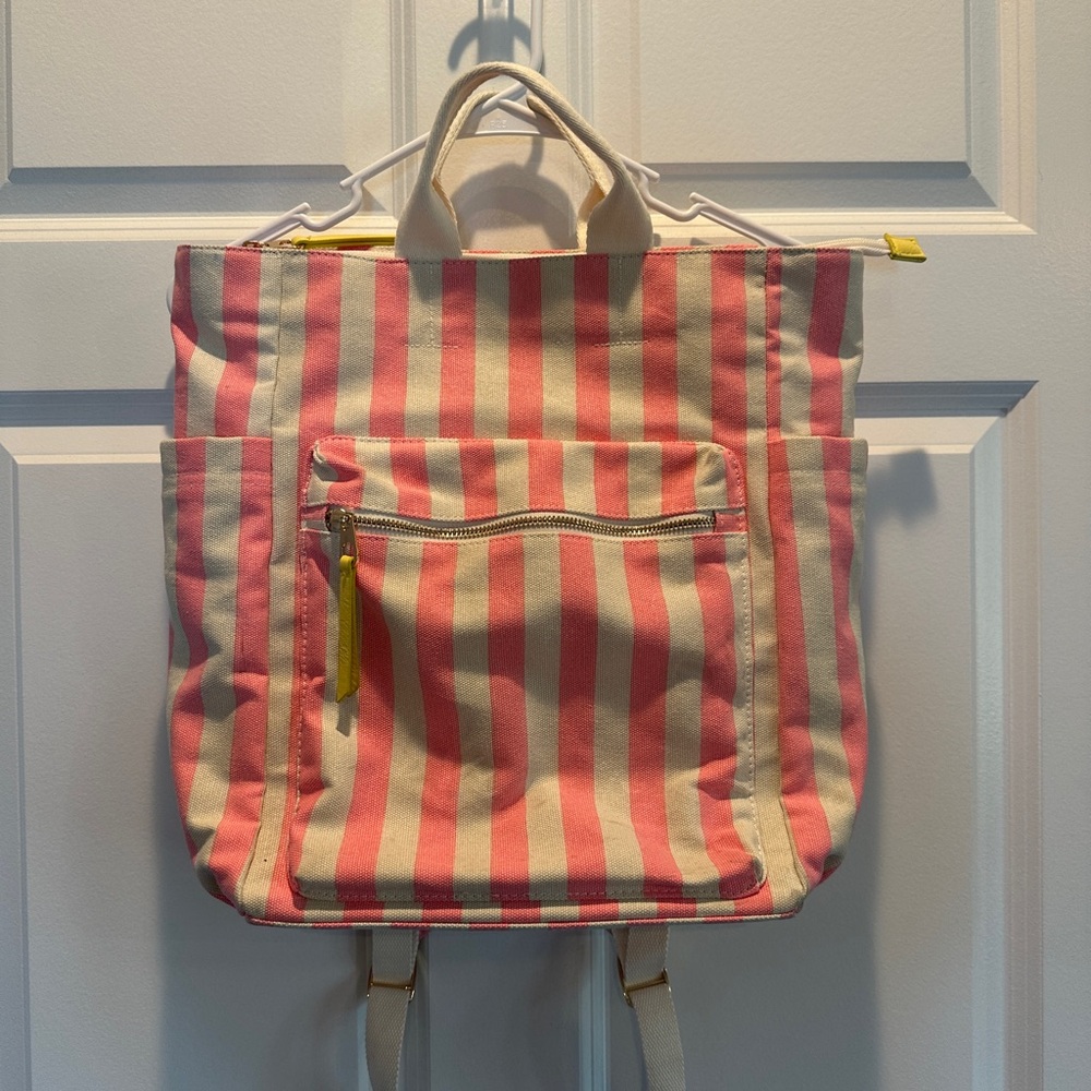 Striped Pink and Cream Backpack